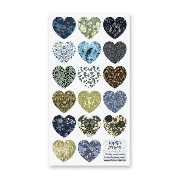 Patterned Hearts Sticker Sheet