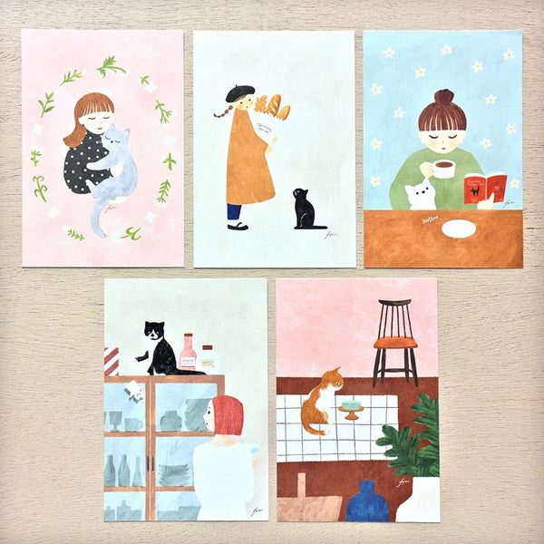 Juego de postales Meow de Mariko Fukuoka