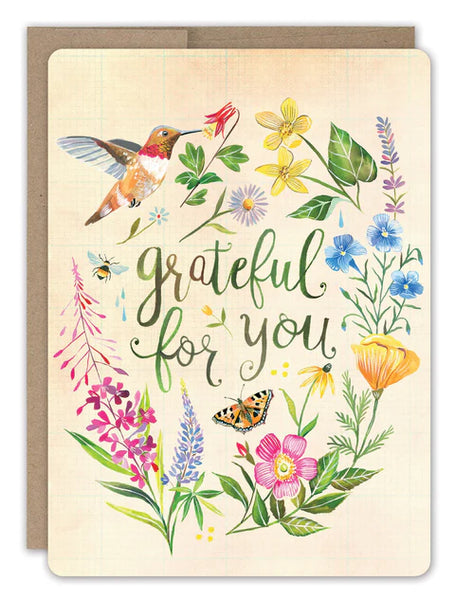 Grateful Hummingbird Thank You Card