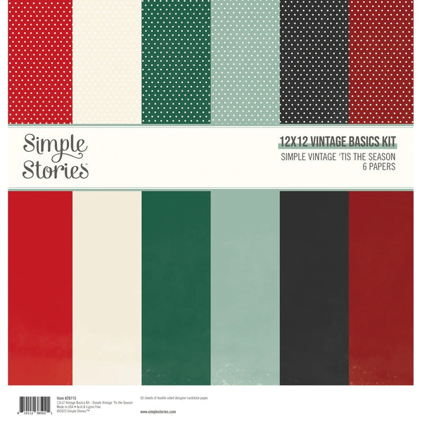 Simple Vintage 'Tis The Season Paper Pack 12"X12" 6/Pkg