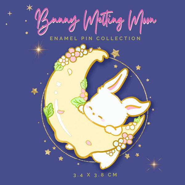 Bunny Melting Moon Enamel Pin