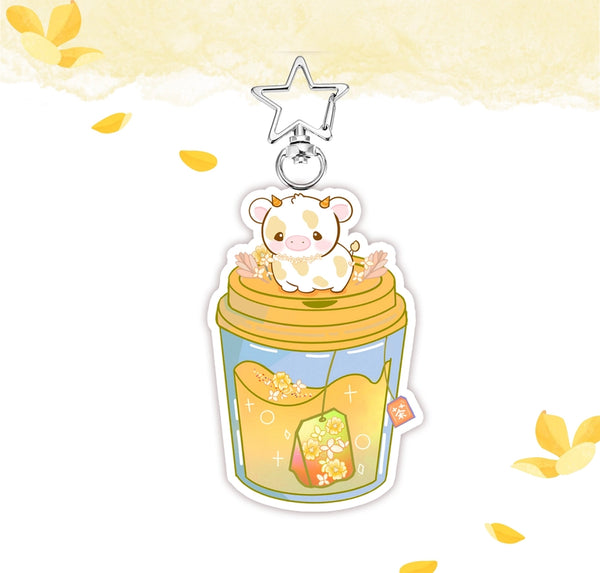 Osmanthus Tea Cow Acrylic Keychain