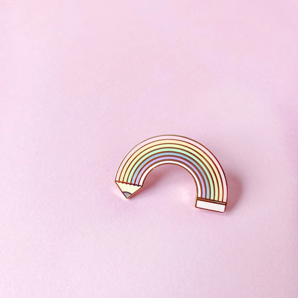 Pencil Rainbow Enamel Pin