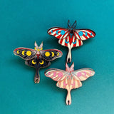 Flying Luna Moth Pin (Interactive Enamel Pin)